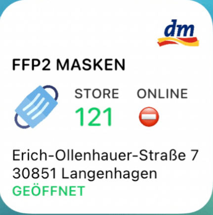 dm FFP2 Masken Widget