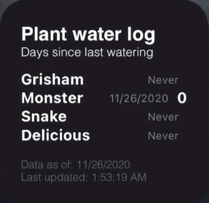 Plant Watering Log